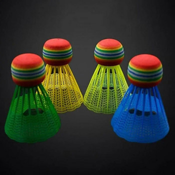 6PCS Rainbow Ball Пластмасова игра на бадминтон, устойчива на цветни еластични леки аксесоари за бадминтон за спорт на открито
