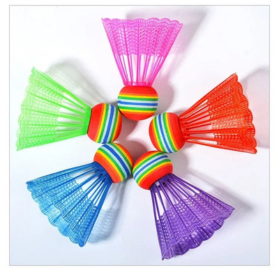 6 bucăți minge curcubeu, plastic, joc de badminton, rezistentă, colorată, elastică, ușoară, badminton, sporturi în aer liber, accesorii pentru badminton