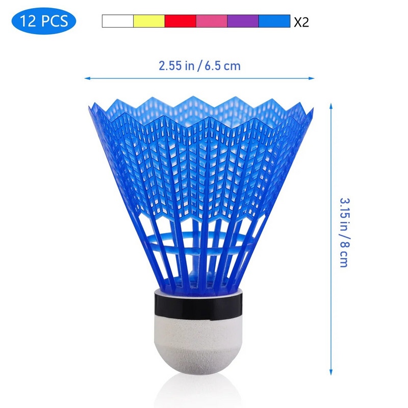 Suure stabiilsuse ja vastupidavusega VORCOO 12 tk nailonkroonsed sulgpallid treenivad sulgpallipallid sise-välispordi jaoks