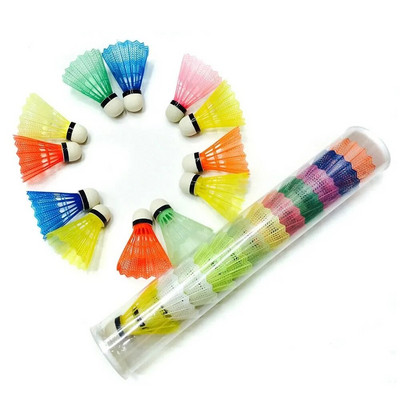 Įvairių spalvų vėjui atsparus badmintonas 6/12 vnt. treniruočių priedai Nešiojami badmintono vėjui atsparūs sporto reikmenys