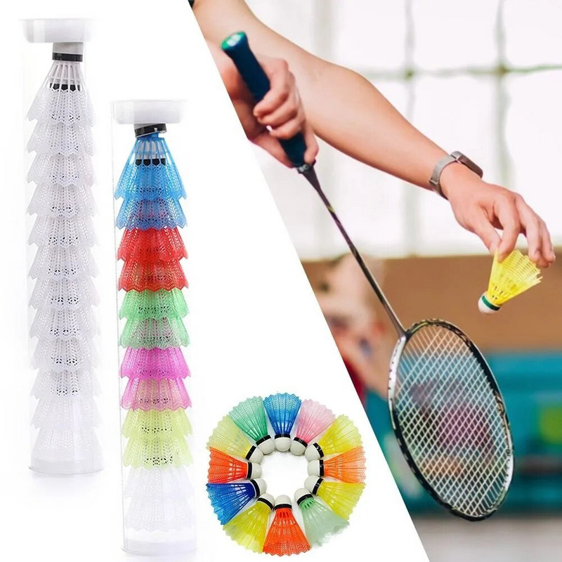 Įvairių spalvų vėjui atsparus badmintonas 6/12 vnt. treniruočių priedai Nešiojami badmintono vėjui atsparūs sporto reikmenys