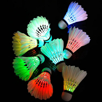 4бр. Светеща LED бадминтон топка Пластмасови волани за бадминтон Цветни светещи топки Спортна тренировка Игра на открито