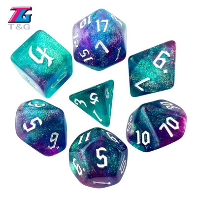 DND Cubes MTG Dice RPG Dice Amazing Colors Mixing Fantasy Starlight Effect Μοναδικά στυλ γραμματοσειράς ρετρό για παιχνίδια με χαρτιά