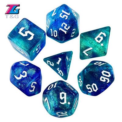 DND Cubes MTG Dice RPG Dice Amazing Colors Mixing Fantasy Starlight Effect Μοναδικά στυλ γραμματοσειράς ρετρό για παιχνίδια με χαρτιά
