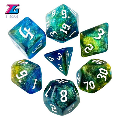 DND Cubes MTG Dice RPG Dice Amazing Colors Mixing Fantasy Starlight Effect Μοναδικά στυλ γραμματοσειράς ρετρό για παιχνίδια με χαρτιά