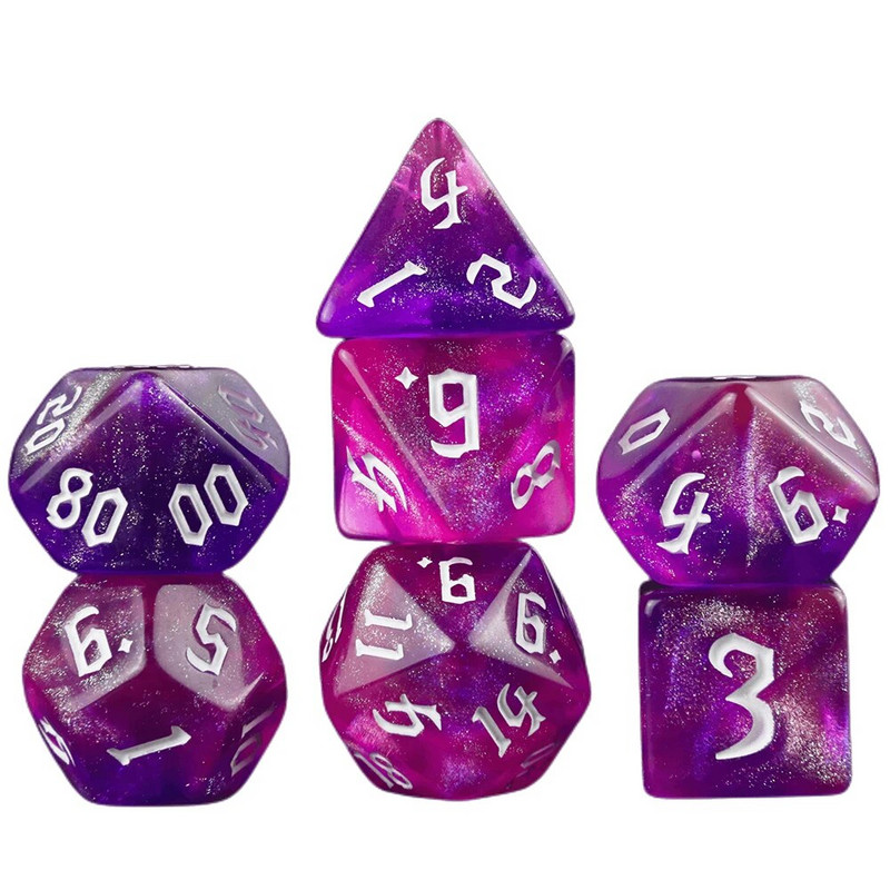 DND Cubes MTG Dice RPG Dice Amazing Colors Mixing Fantasy Starlight Effect Μοναδικά στυλ γραμματοσειράς ρετρό για παιχνίδια με χαρτιά