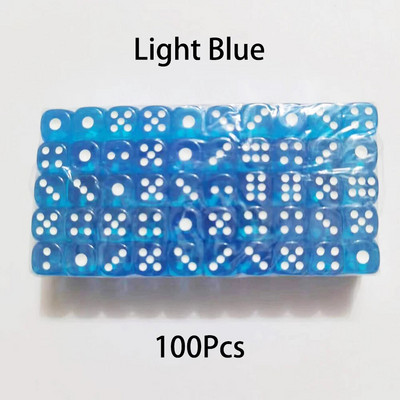 100 bucăți/set zaruri cu 6 fețe 14 mm D6 16 zaruri transparente opționale, acrilice, cu margini rotunjite, pentru jocuri de masă, petrecere DND