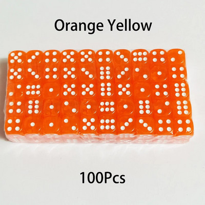 100 bucăți/set zaruri cu 6 fețe 14 mm D6 16 zaruri transparente opționale, acrilice, cu margini rotunjite, pentru jocuri de masă, petrecere DND