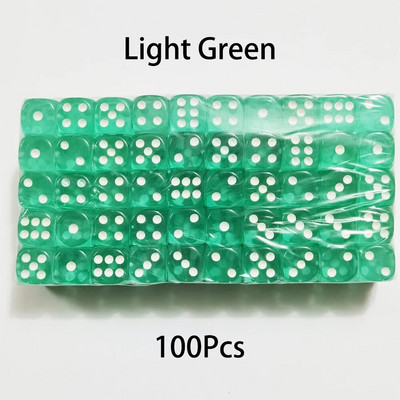 100 bucăți/set zaruri cu 6 fețe 14 mm D6 16 zaruri transparente opționale, acrilice, cu margini rotunjite, pentru jocuri de masă, petrecere DND
