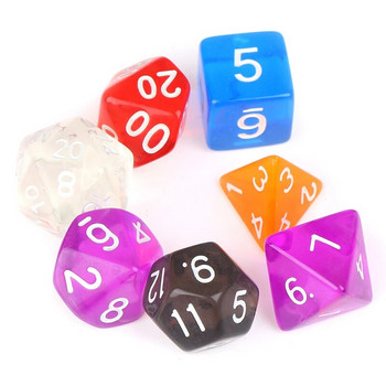 7 τμχ/σετ DnD Polyhedral Dice Set για επιτραπέζια παιχνίδια RPG MTG D4 D6 D8 D10 D% D12 D20 6Colors for Choose