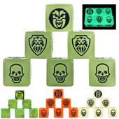 Spēles kauliņi 6 gab. D6 kauliņi, kas mirdz tumsā, necaurspīdīgā krāsā galda spēļu galda spēlei