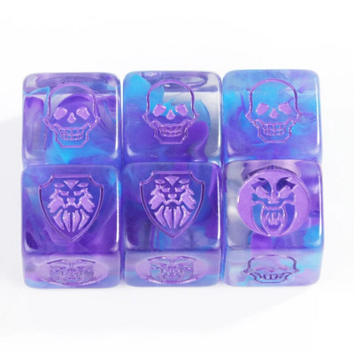 Spēles kauliņi 6 gab. D6 kauliņi, kas mirdz tumsā, necaurspīdīgā krāsā galda spēļu galda spēlei