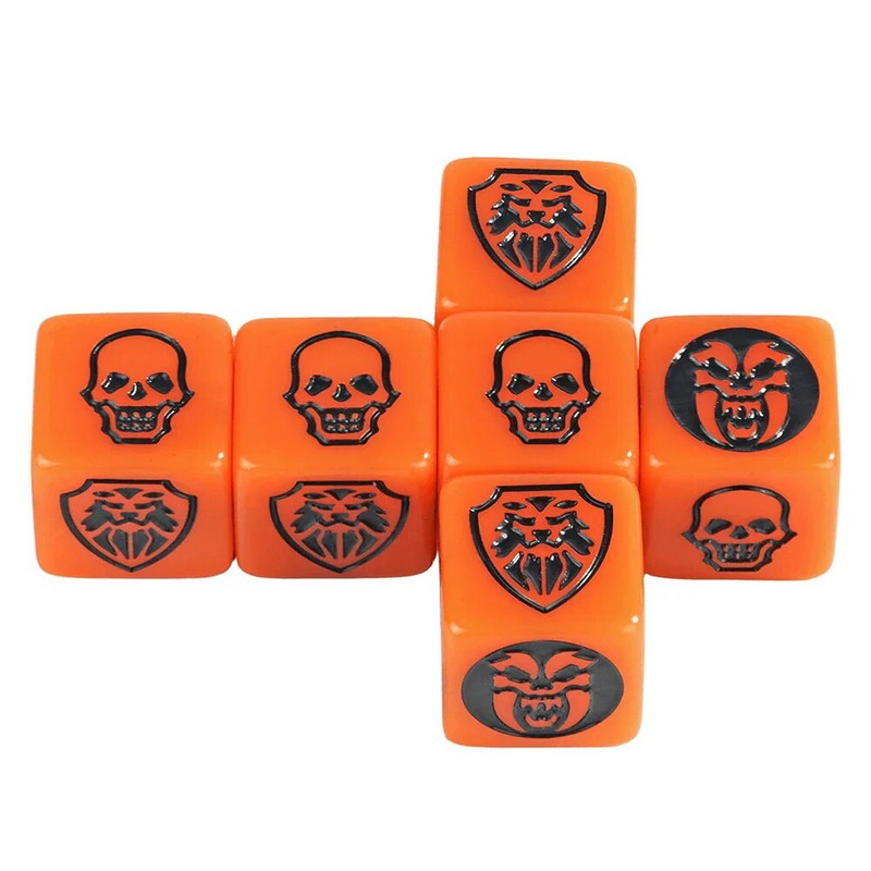 Spēles kauliņi 6 gab. D6 kauliņi, kas mirdz tumsā, necaurspīdīgā krāsā galda spēļu galda spēlei