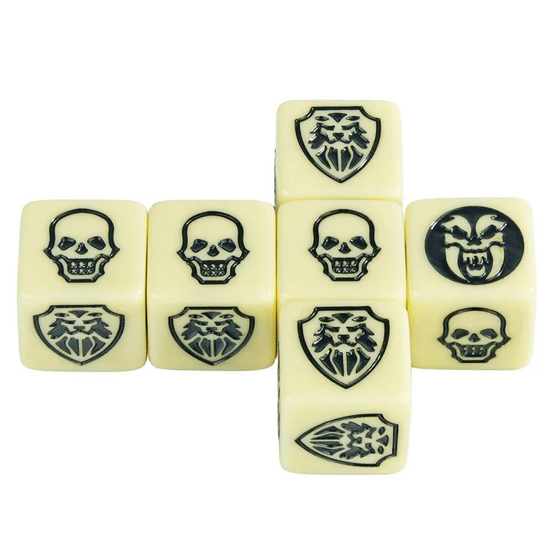 Spēles kauliņi 6 gab. D6 kauliņi, kas mirdz tumsā, necaurspīdīgā krāsā galda spēļu galda spēlei