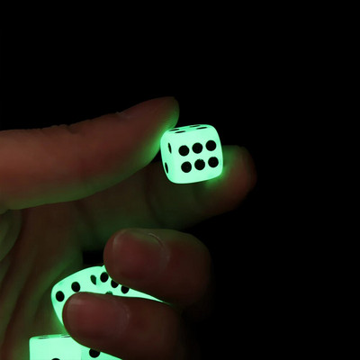 5 db 14 mm-es 6 oldalas noctilucent dobókocka éjszakai fény, kerek sarokkockák szórakoztató bár KTV szórakoztatás világító játékkockák ivóeszköz