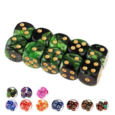 10 бр. 16 mm двуцветни непрозрачни шестстранни игри със зарове D6 D&D Dice Set RPG Dice Straight Cup Bar Board Game Set KTV Entertainment