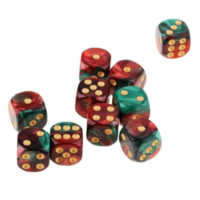 10 tk 16 mm kahevärviline läbipaistmatu kuuepoolne täpitäringumängud D6 D&D täringukomplekt RPG täringutega sirge tassi baari lauamängukomplekt KTV Entertainment