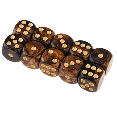 10 tk 16 mm kahevärviline läbipaistmatu kuuepoolne täpitäringumängud D6 D&D täringukomplekt RPG täringutega sirge tassi baari lauamängukomplekt KTV Entertainment