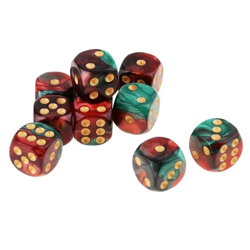 10 tk 16 mm kahevärviline läbipaistmatu kuuepoolne täpitäringumängud D6 D&D täringukomplekt RPG täringutega sirge tassi baari lauamängukomplekt KTV Entertainment