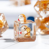 Jauns DND izsmalcināts 7 gab. sveķu kauliņu komplekts, daudzšķautņu formas dzīvnieks D4 D6 D8 D10 D12 D20 kauliņi RPG galda spēlēm un galda spēlēm