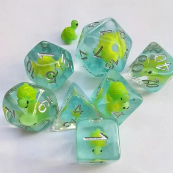 Нов DND Upscale 7Pcs Resin Dice Set Polyhedral Inline Animal D4 D6 D8 D10 D12 D20 Dices for RPG Board Game and Tabletop Games