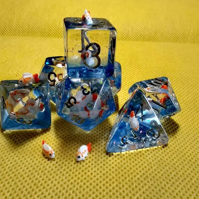 Jauns DND izsmalcināts 7 gab. sveķu kauliņu komplekts, daudzšķautņu formas dzīvnieks D4 D6 D8 D10 D12 D20 kauliņi RPG galda spēlēm un galda spēlēm