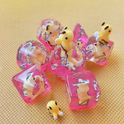 Jauns DND izsmalcināts 7 gab. sveķu kauliņu komplekts, daudzšķautņu formas dzīvnieks D4 D6 D8 D10 D12 D20 kauliņi RPG galda spēlēm un galda spēlēm