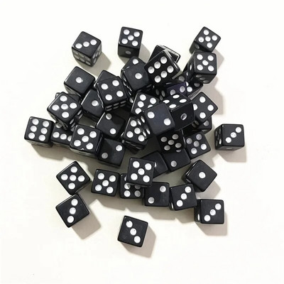 50 de bucăți 10 mm zaruri acrilice cu puncte pătrate pentru jocuri de puzzle zaruri cu 6 fețe Accesorii pentru jocuri DIY Decider Petreceri de naștere Cub negru/alb
