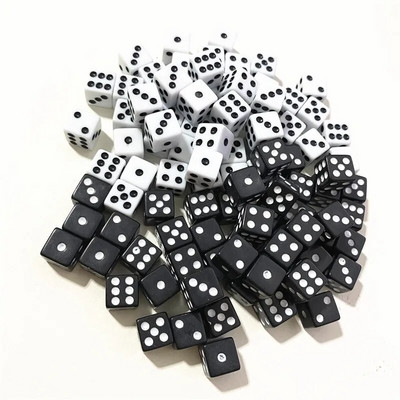 50 de bucăți 10 mm zaruri acrilice cu puncte pătrate pentru jocuri de puzzle zaruri cu 6 fețe Accesorii pentru jocuri DIY Decider Petreceri de naștere Cub negru/alb