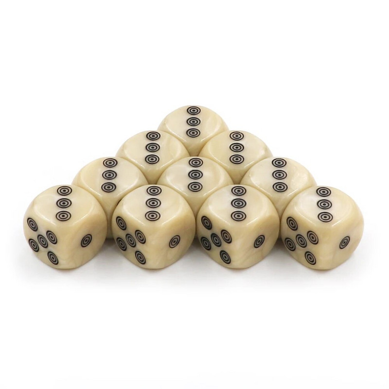 10/20 vnt. 16 mm akrilo dramblio kaulo kauliukas su maišeliu D6 kauliukas stalo žaidimams apvalioms pramogoms vakarėlio kubeliai Mahjong priedų kauliukai