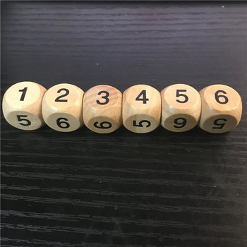10 τεμ. Ξύλινο ζάρι D6 Ζάρια όψεων 16 χιλιοστών Ψηφιακός αριθμός ή σημείου Κύβοι Στρογγυλή γωνία για παιδικά παιχνίδια Επιτραπέζια παιχνίδια