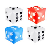 13,7 collu Jumbo piepūšamie kauliņi no Novelty White and Black Giant Dice plašajai spēlei iekštelpās un ārā