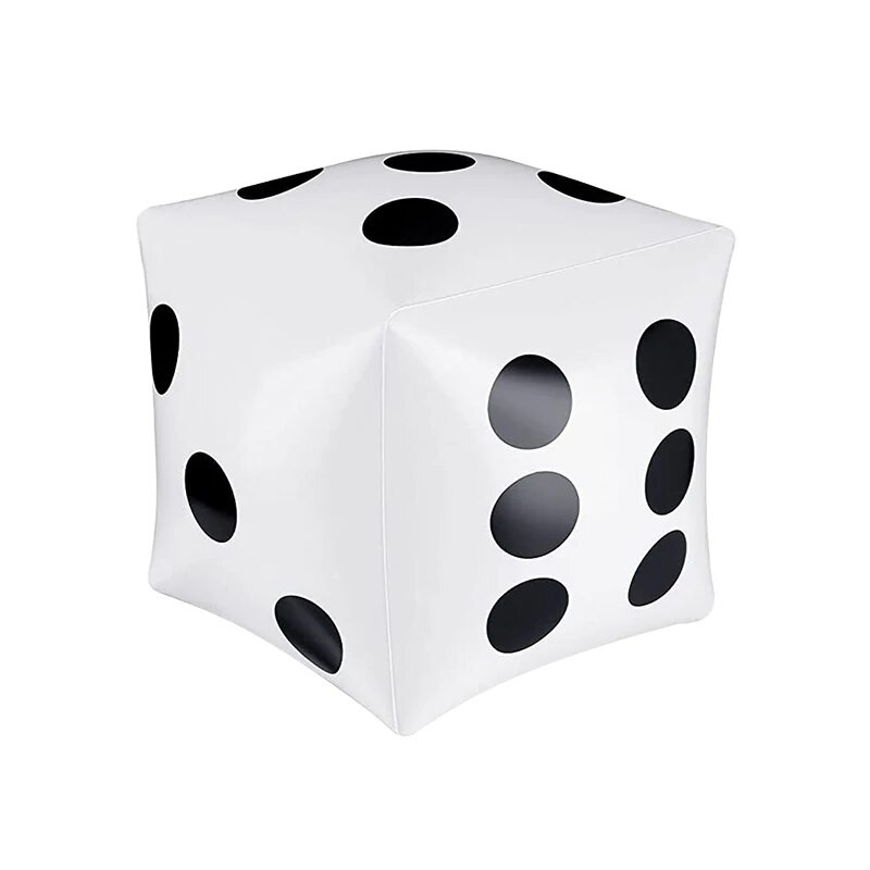 13,7 collu Jumbo piepūšamie kauliņi no Novelty White and Black Giant Dice plašajai spēlei iekštelpās un ārā