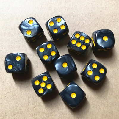 10 bucăți/set zaruri cu colț rotund, zaruri cu perle, 6 fețe, 16 mm, masă de joc, jocuri de bar, instrumente amuzante, articole de divertisment