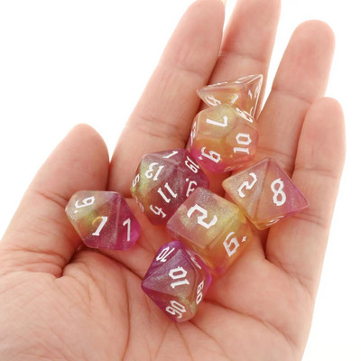 7 bucăți zaruri poliedrice, în două culori, zaruri poliedrice pentru RPG Dungeons and Dragons DND RPG MTG D20 D12 D10 D8 D6 D4 Joc de masă