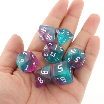 7 bucăți zaruri poliedrice, în două culori, zaruri poliedrice pentru RPG Dungeons and Dragons DND RPG MTG D20 D12 D10 D8 D6 D4 Joc de masă