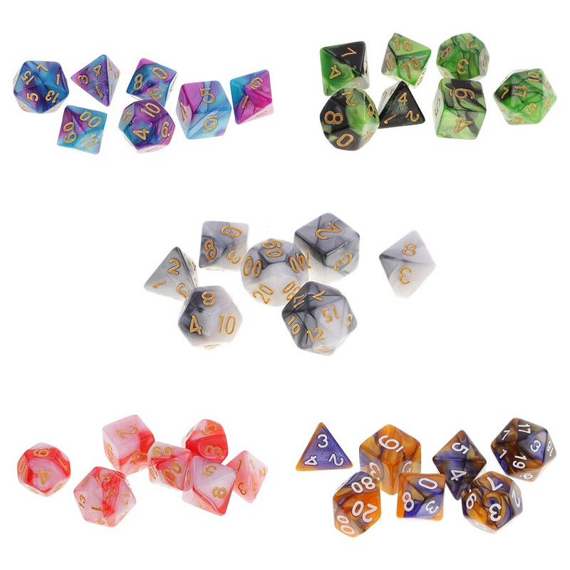 7 τμχ Polyhedral Dice Διπλά Χρώματα Πολυεδρικό παιχνίδι Ζάρια για RPG Dungeons and Dragons DND RPG MTG D20 D12 D10 D8 D6 D4 Επιτραπέζιο παιχνίδι