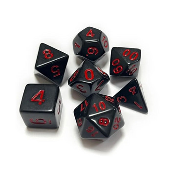 7 τμχ/παρτίδα Μαύρα Κόκκινα Ζάρια Σετ Διχρωμία Πολυεδρικά Ζάρια D4 D6 D8 D10 D% D12 D20 Ζάρια παιχνιδιού