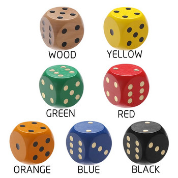 1PC 5cm Дървени големи цветни кръгли ъглови зарове 6-странни зарове Шах Реквизит Играчка Развлекателна игра Семейни настолни игри