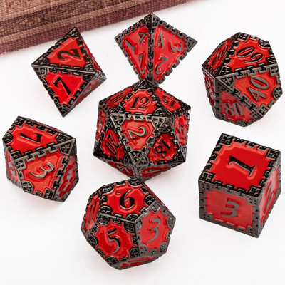 Set de zaruri DND Dungeon and Dragon Metal D și D Set zaruri poliedrice Jocuri de rol RPG 7 bucăți zaruri D&D D20 D12 D10 D8 D6