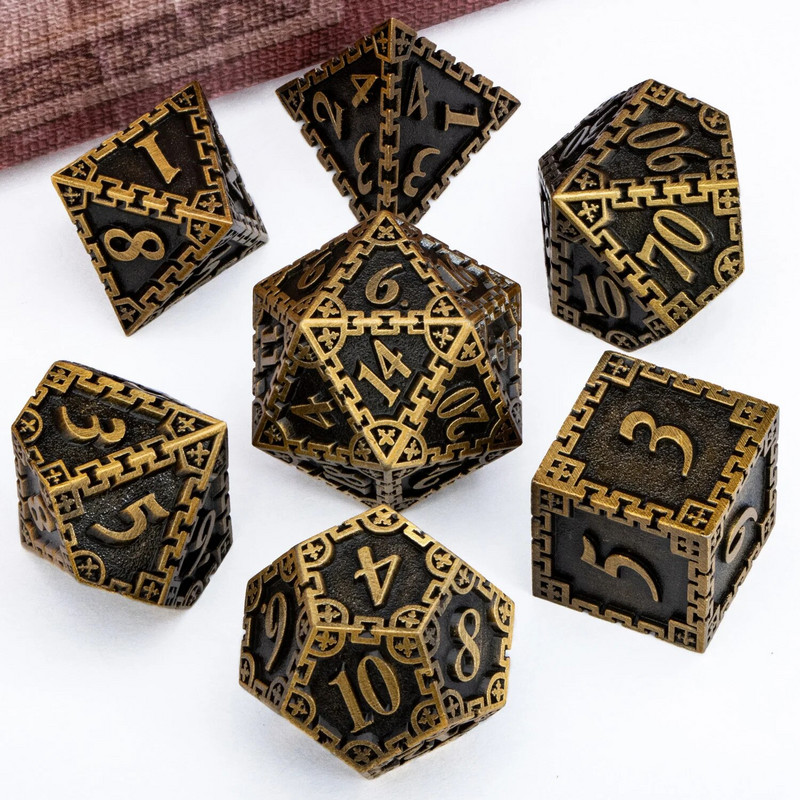 DND Dice Set Dungeon and Dragon Metal D and D Dice Set Polyhedral Dice RPG Παιχνίδια ρόλων 7PCS D&D Dice D20 D12 D10 D8 D6