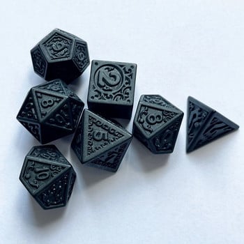 Σετ 7 τμχ Polyhedral 20 Face Carved Vintage ρετρό μοτίβο DIY Color Number Dice Set D4 D6 D8 D10 D% D12 D20 for DND TRPG Game