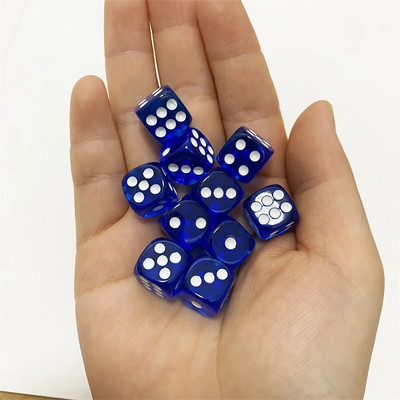 10 bucăți/lot 12mm acrilic transparent 6 fețe D6 zaruri cu unghi rotund pentru jocuri de societate de club/petrecere/familie