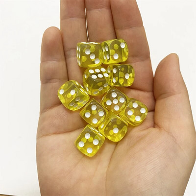 10 bucăți/lot 12mm acrilic transparent 6 fețe D6 zaruri cu unghi rotund pentru jocuri de societate de club/petrecere/familie