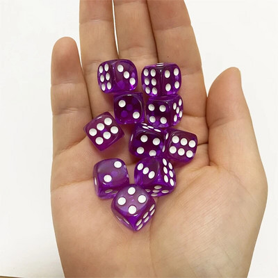 10 bucăți/lot 12mm acrilic transparent 6 fețe D6 zaruri cu unghi rotund pentru jocuri de societate de club/petrecere/familie