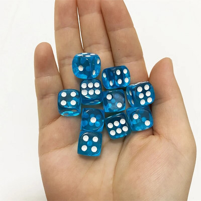 10 bucăți/lot 12mm acrilic transparent 6 fețe D6 zaruri cu unghi rotund pentru jocuri de societate de club/petrecere/familie