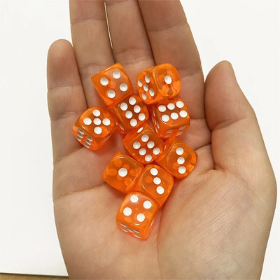 10 bucăți/lot 12mm acrilic transparent 6 fețe D6 zaruri cu unghi rotund pentru jocuri de societate de club/petrecere/familie