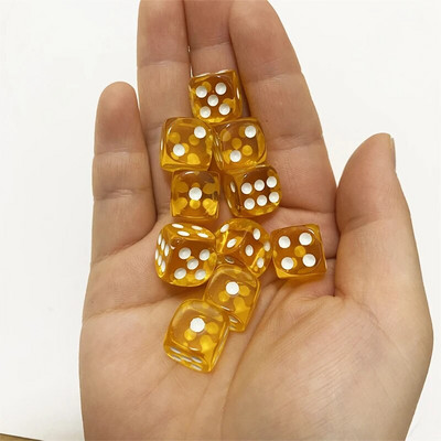 10 bucăți/lot 12mm acrilic transparent 6 fețe D6 zaruri cu unghi rotund pentru jocuri de societate de club/petrecere/familie