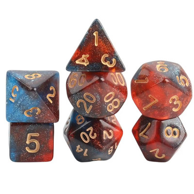 Joc de zaruri poliedric de 7 bucăți Joc de zaruri pentru joc de masă Dnd D4, D6, D8, D12, d20, D10 Set de zaruri Joc de masă Joc de masă
