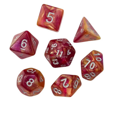 Joc de zaruri poliedric de 7 bucăți Joc de zaruri pentru joc de masă Dnd D4, D6, D8, D12, d20, D10 Set de zaruri Joc de masă Joc de masă